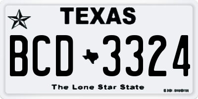 TX license plate BCD3324
