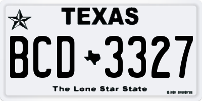TX license plate BCD3327