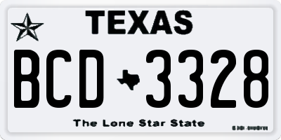 TX license plate BCD3328