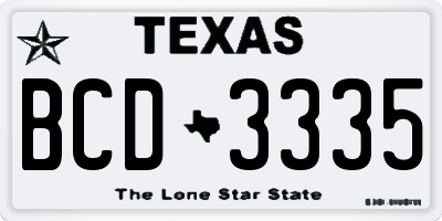 TX license plate BCD3335