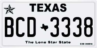 TX license plate BCD3338