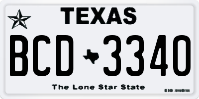 TX license plate BCD3340