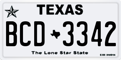 TX license plate BCD3342