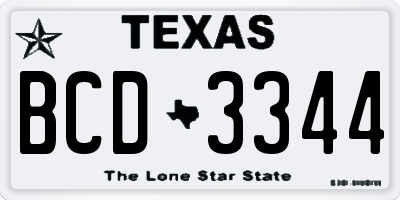 TX license plate BCD3344
