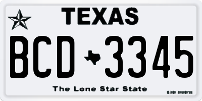 TX license plate BCD3345