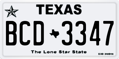 TX license plate BCD3347