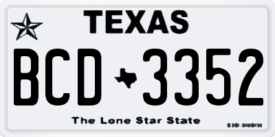 TX license plate BCD3352