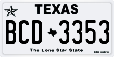 TX license plate BCD3353