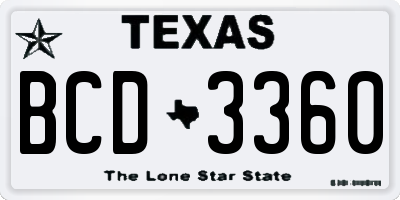 TX license plate BCD3360