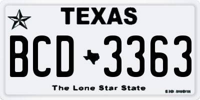 TX license plate BCD3363