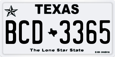 TX license plate BCD3365