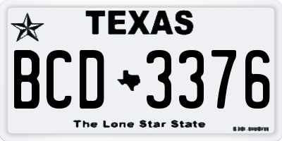 TX license plate BCD3376