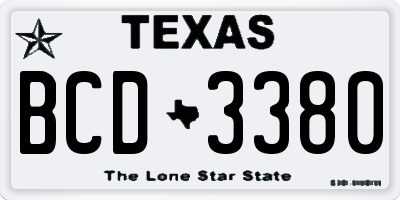 TX license plate BCD3380