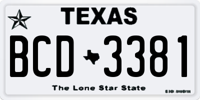 TX license plate BCD3381