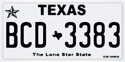 TX license plate BCD3383