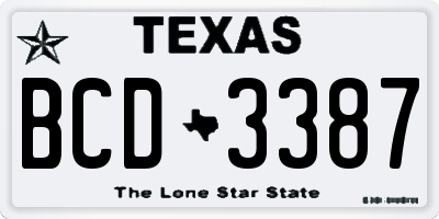 TX license plate BCD3387