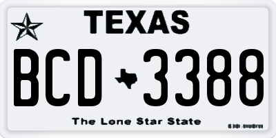 TX license plate BCD3388