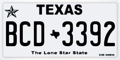 TX license plate BCD3392