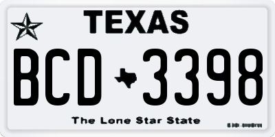 TX license plate BCD3398