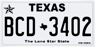 TX license plate BCD3402