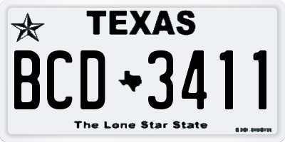 TX license plate BCD3411