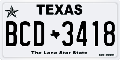 TX license plate BCD3418