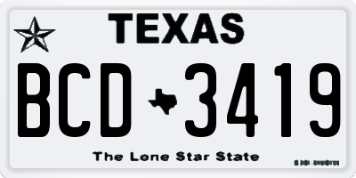 TX license plate BCD3419