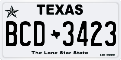 TX license plate BCD3423