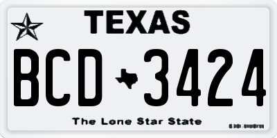 TX license plate BCD3424