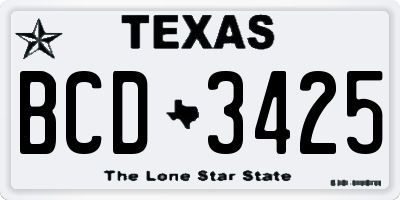 TX license plate BCD3425