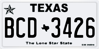 TX license plate BCD3426