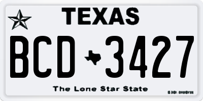 TX license plate BCD3427
