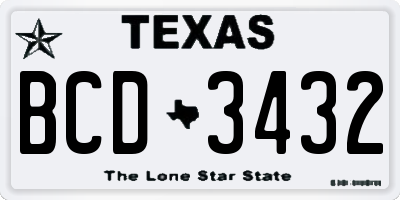 TX license plate BCD3432