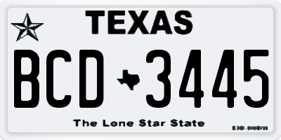 TX license plate BCD3445