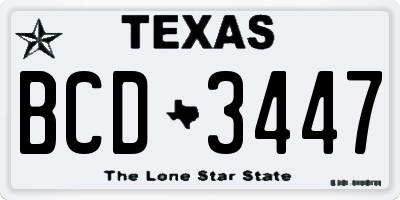 TX license plate BCD3447