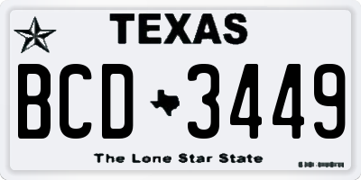 TX license plate BCD3449