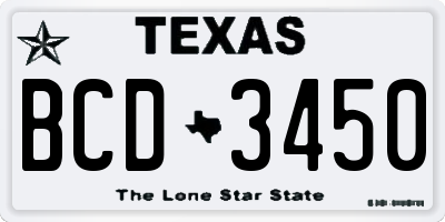 TX license plate BCD3450
