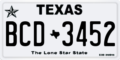 TX license plate BCD3452