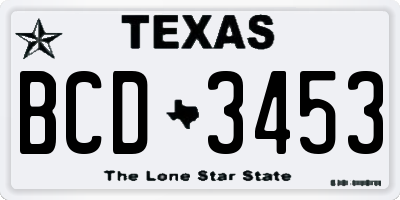 TX license plate BCD3453