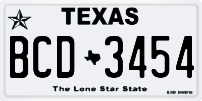 TX license plate BCD3454