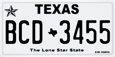 TX license plate BCD3455