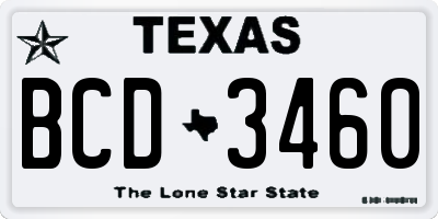 TX license plate BCD3460