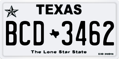 TX license plate BCD3462