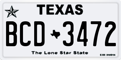 TX license plate BCD3472