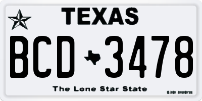 TX license plate BCD3478