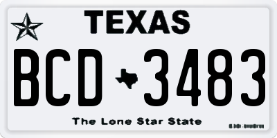 TX license plate BCD3483