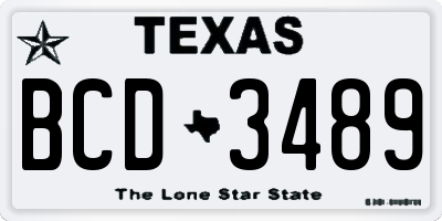 TX license plate BCD3489