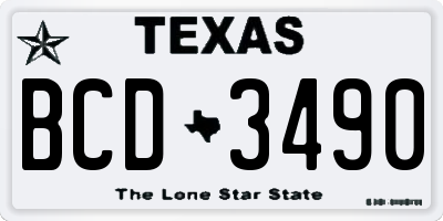 TX license plate BCD3490