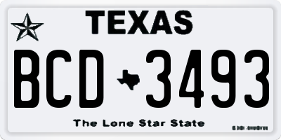 TX license plate BCD3493