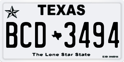TX license plate BCD3494